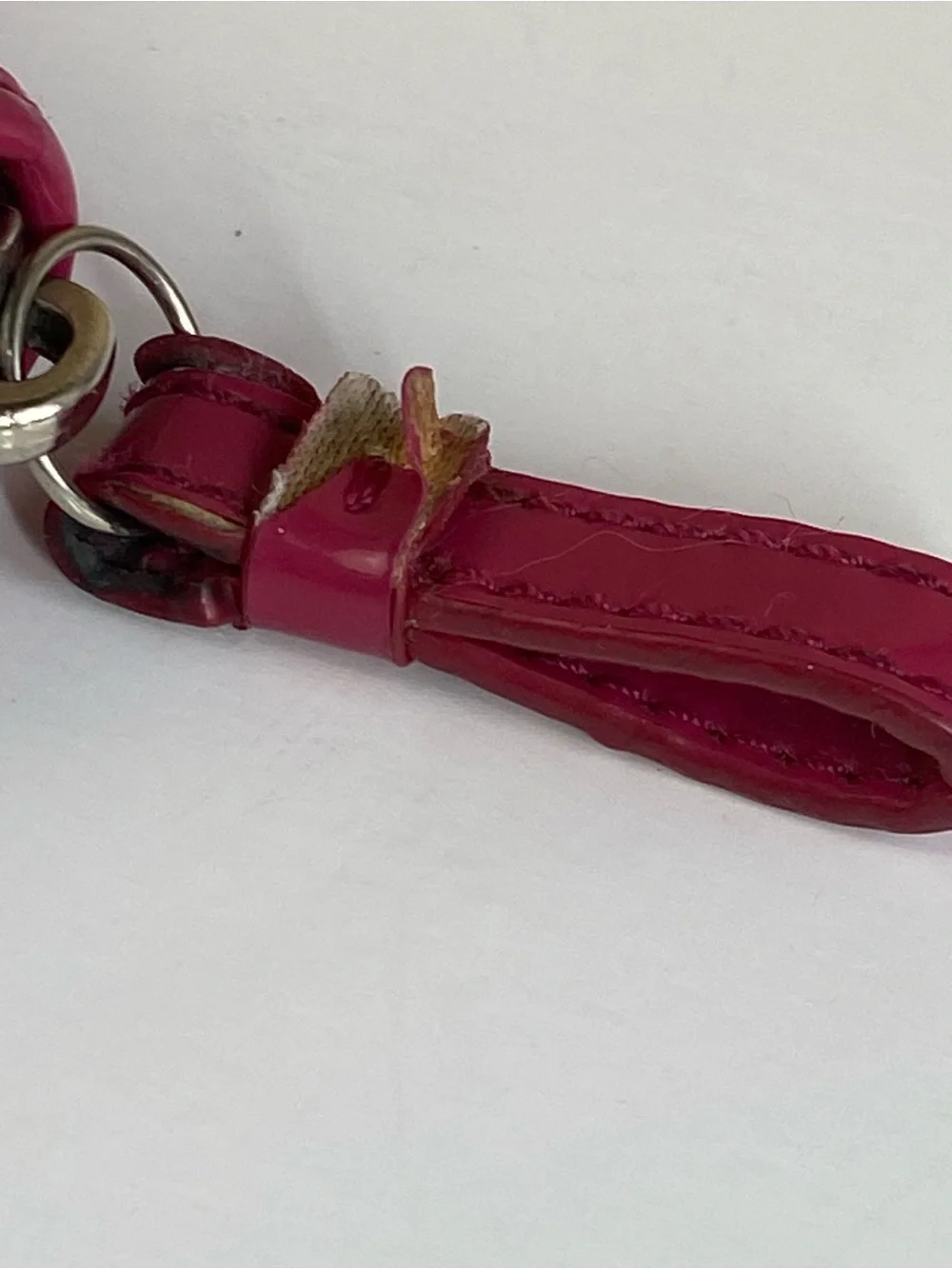 Coach Pink Signature Patent Leather Wallet with Heart Pendant